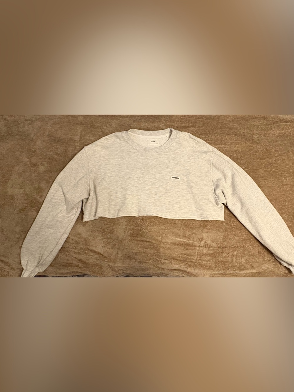 Joah Brown Light Gray Cropped Crewneck Sweatshirt